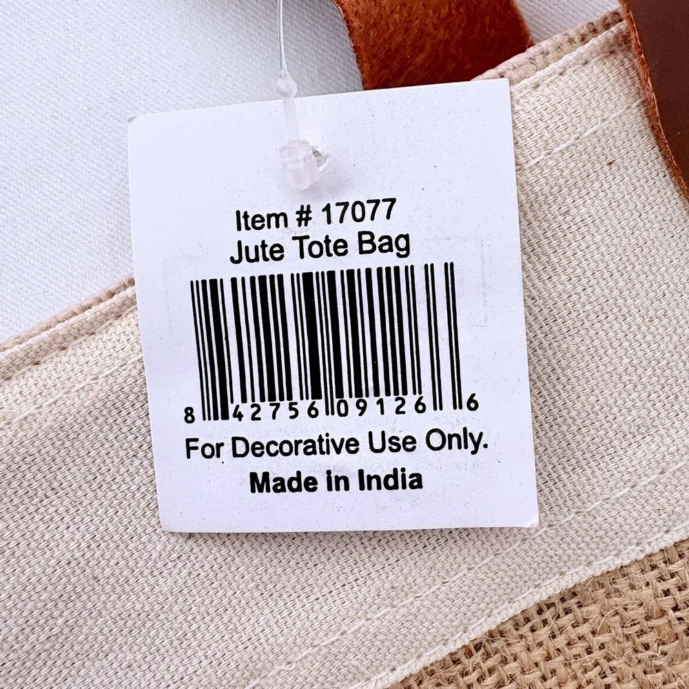 Mom Life Burlap Jute Large Tote Bag Large Tan Faux Leather Straps